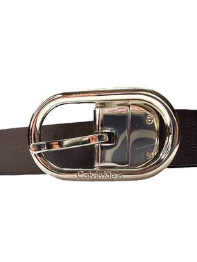 Calvin Klein Classic Brown Synthetic Leather Belt Women's 40 EUC Stylish Casual